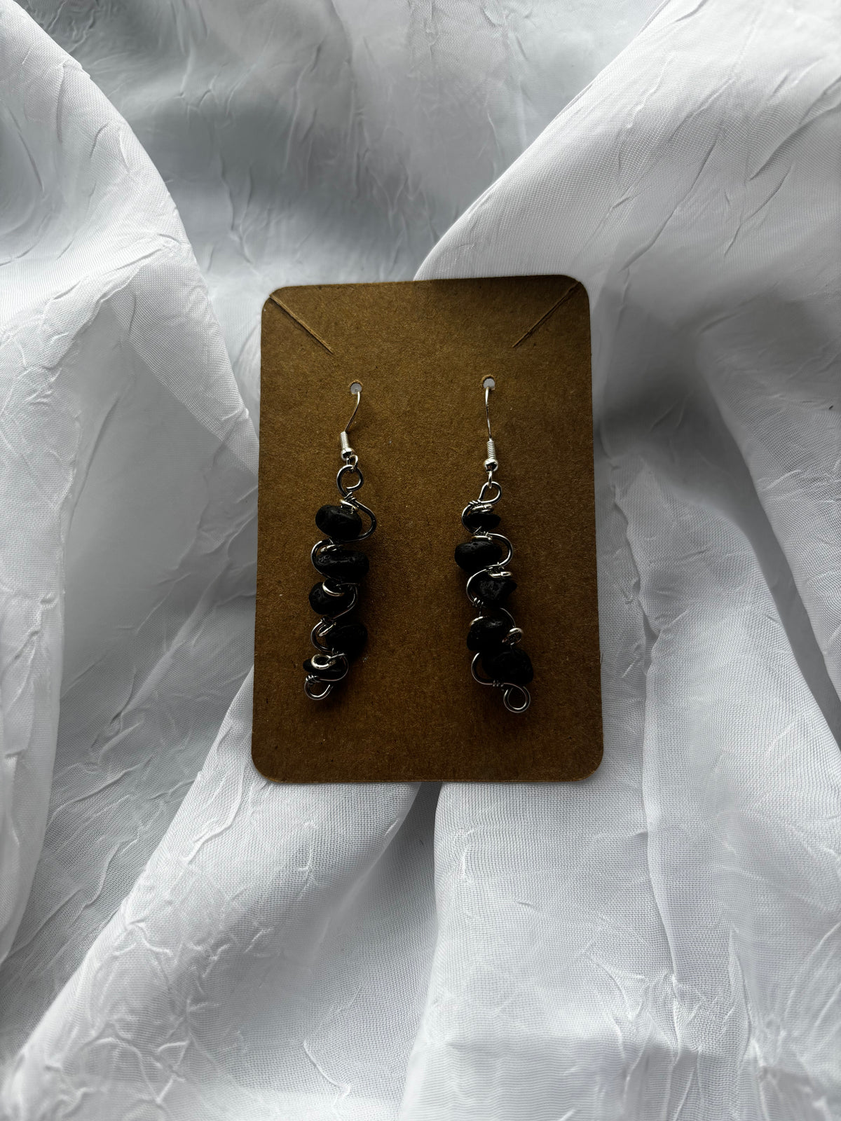Handmade lava stone earrings