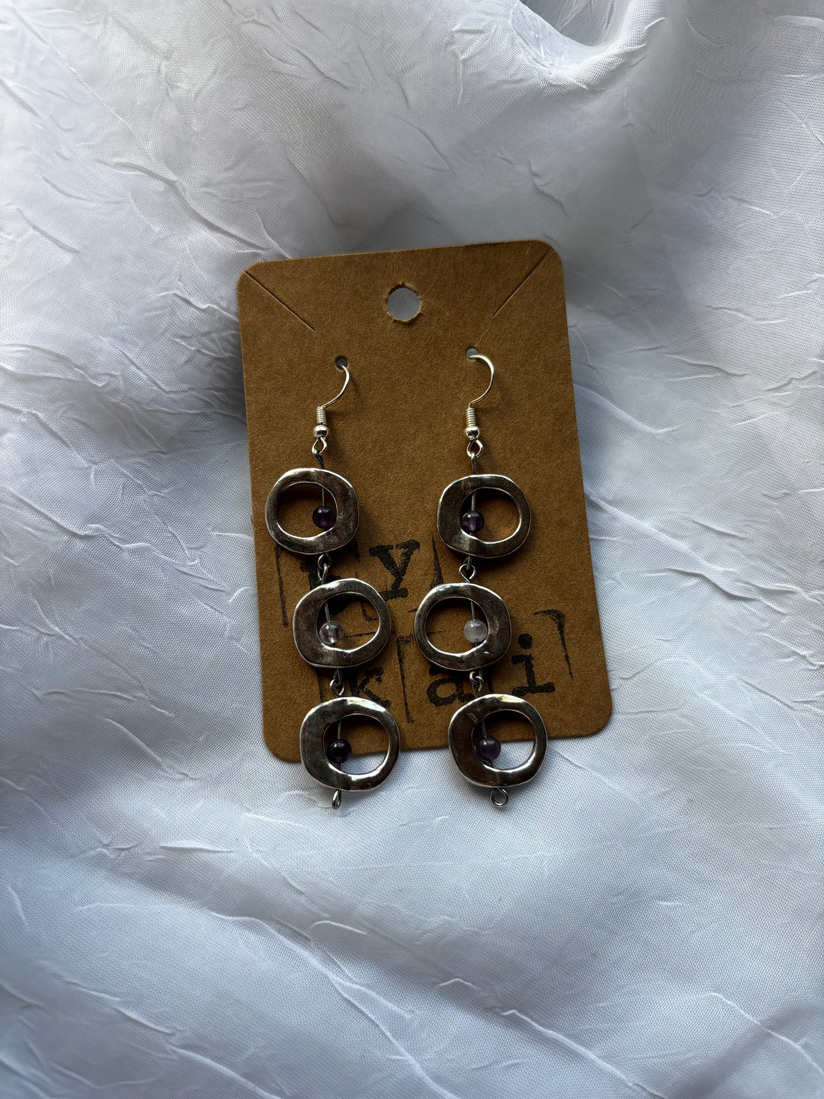 Handmade Abstract Amethyst Statement Earrings