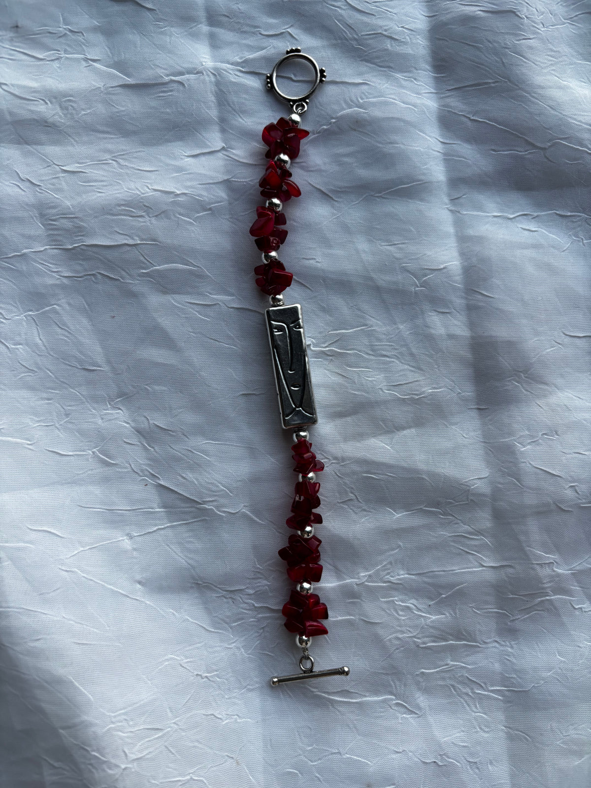 Picasso style red cats eye bracelet