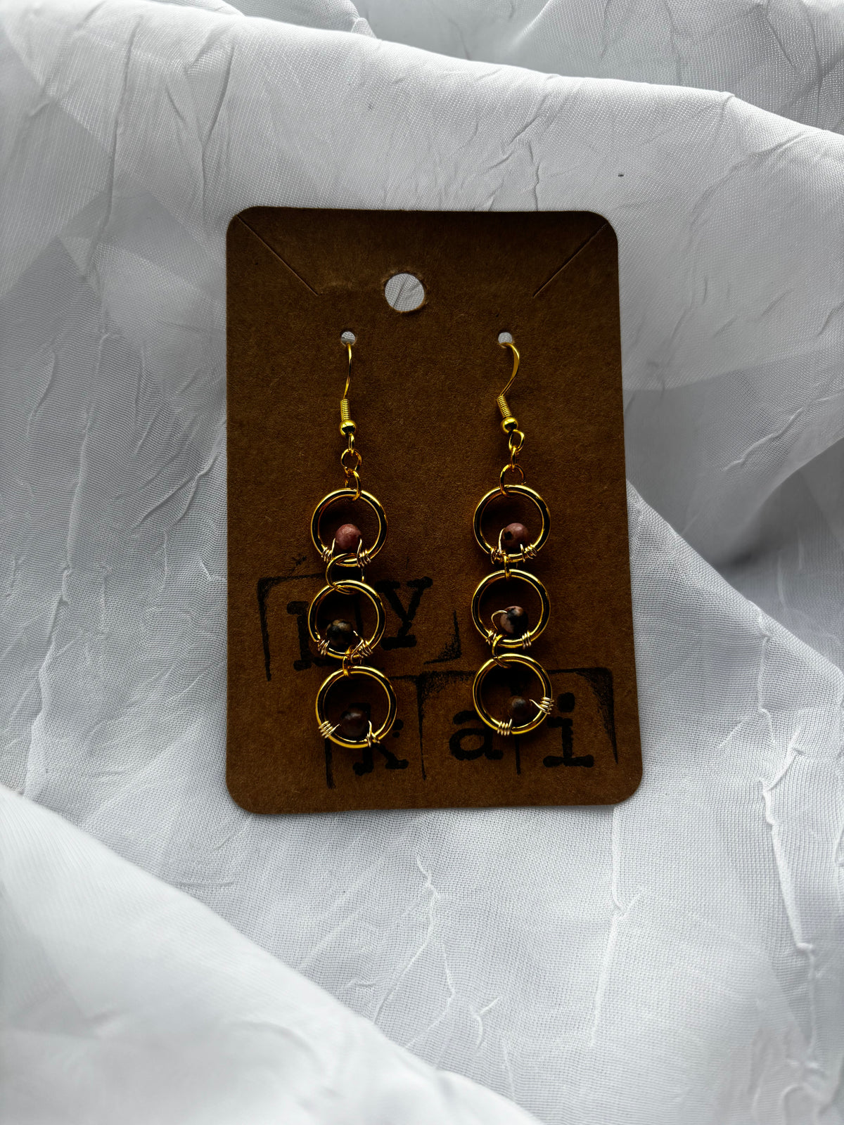 Handmade Rhodonite Statement Earrings