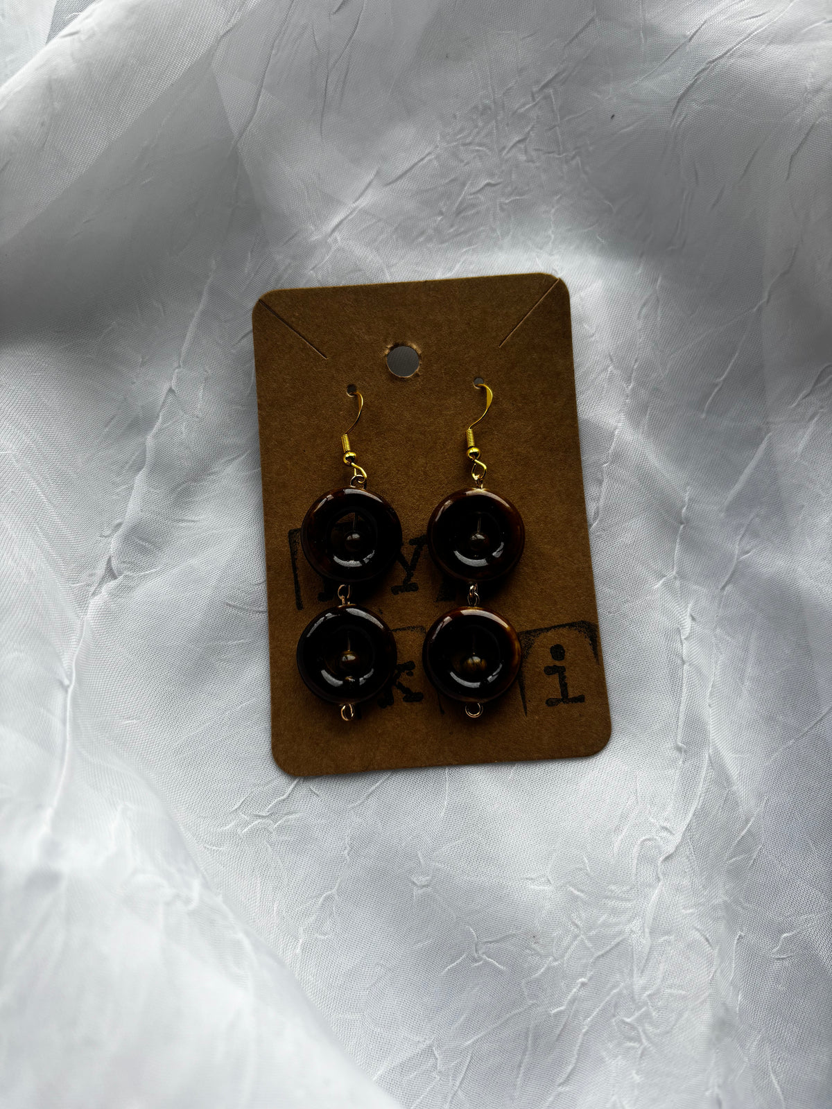 Handmade Ceramic & Tiger’s Eye Statement Earrings