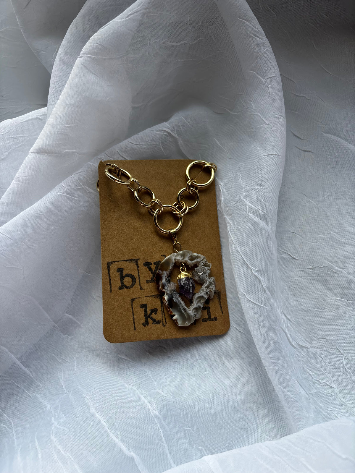 Handmade Geode & Amethyst Necklace