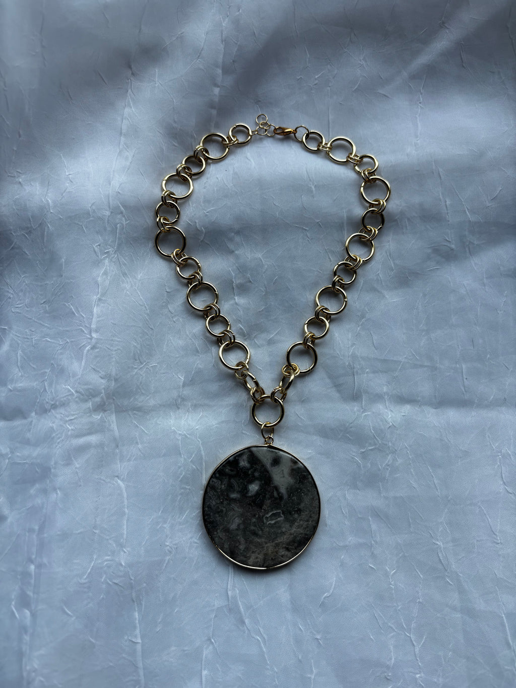 Moon Shaped Stone Pendant Handmade Necklace