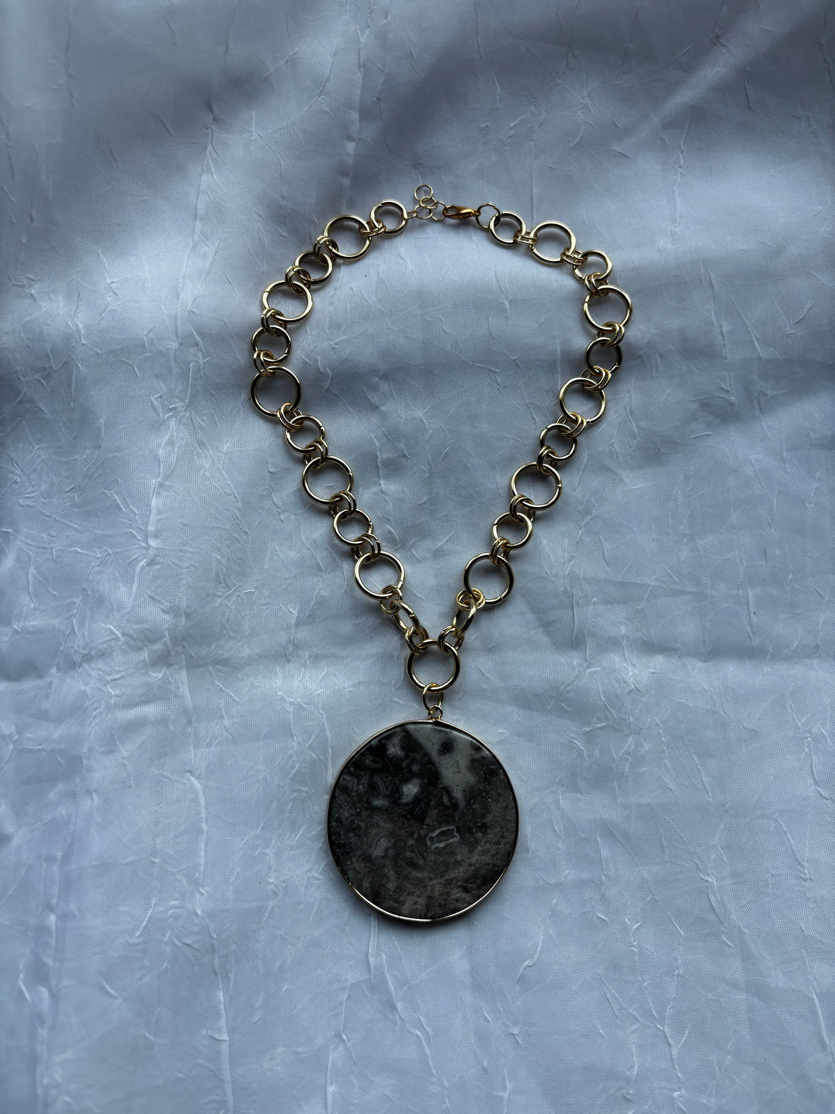 Moon Shaped Stone Pendant Handmade Necklace