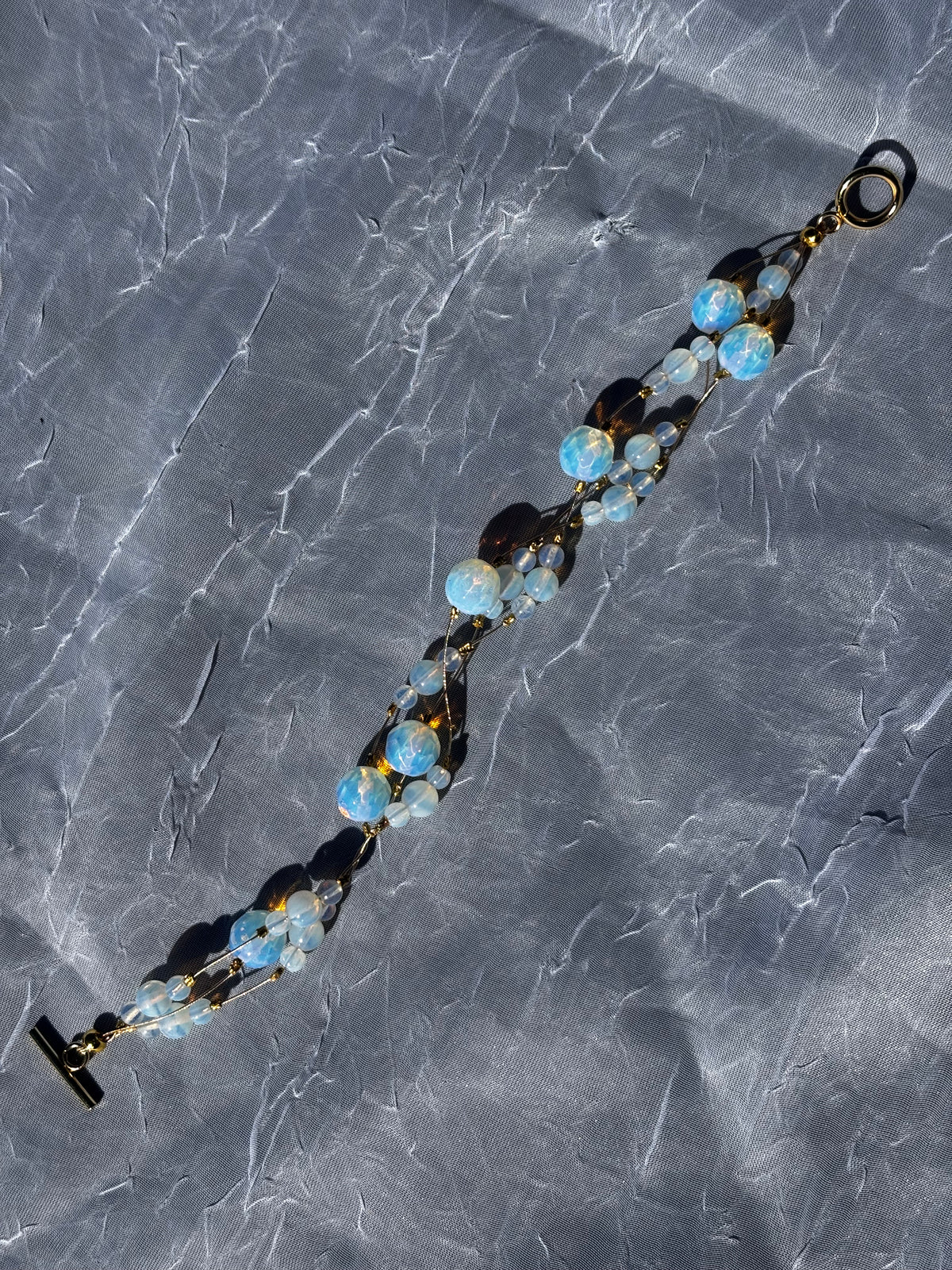 Ethereal | Handmade Opalite & Gold-Tone Beaded Bracelet