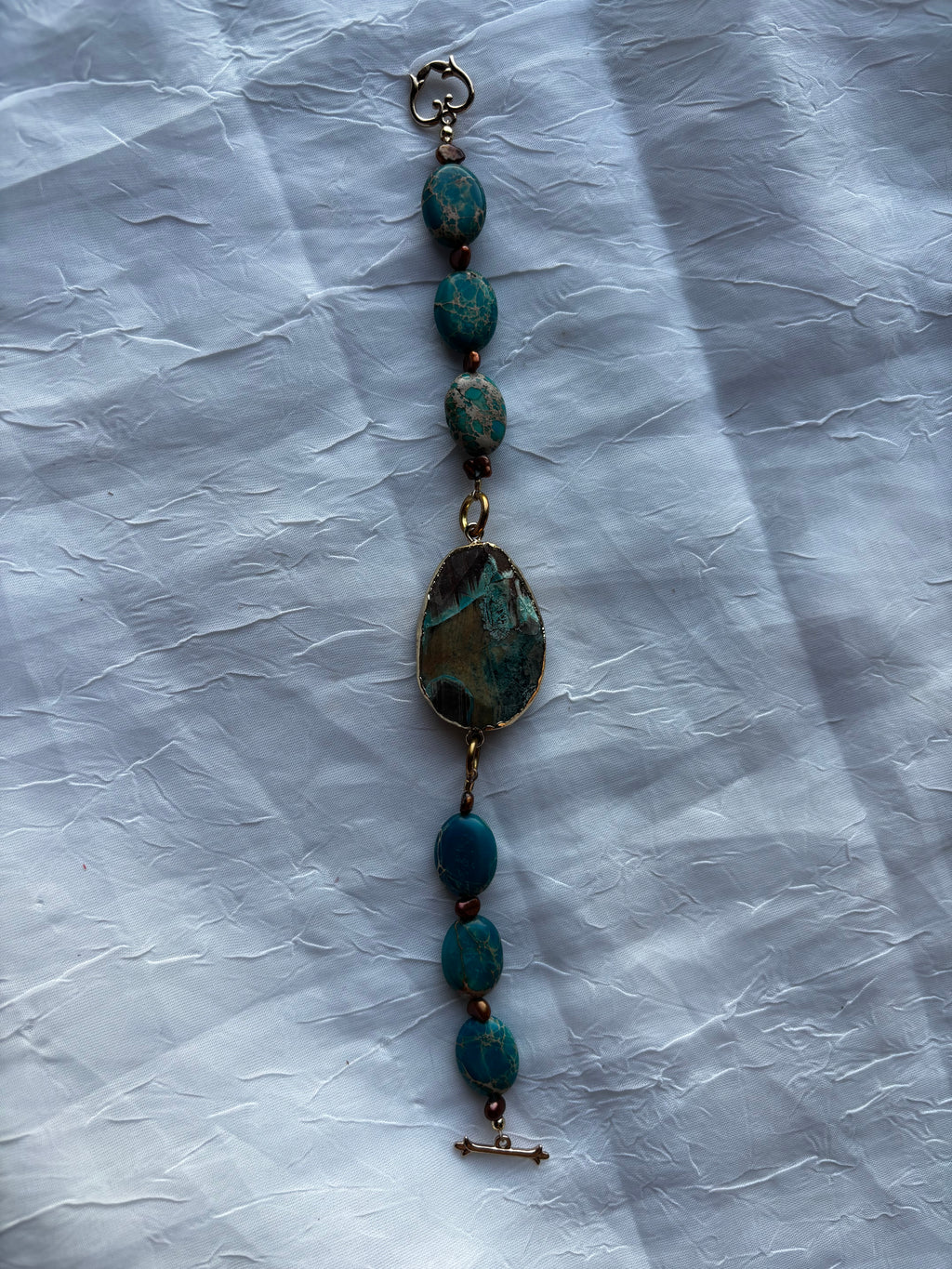 Earth’s Canvas | Handmade Blue-Green Stone Statement Bracelet
