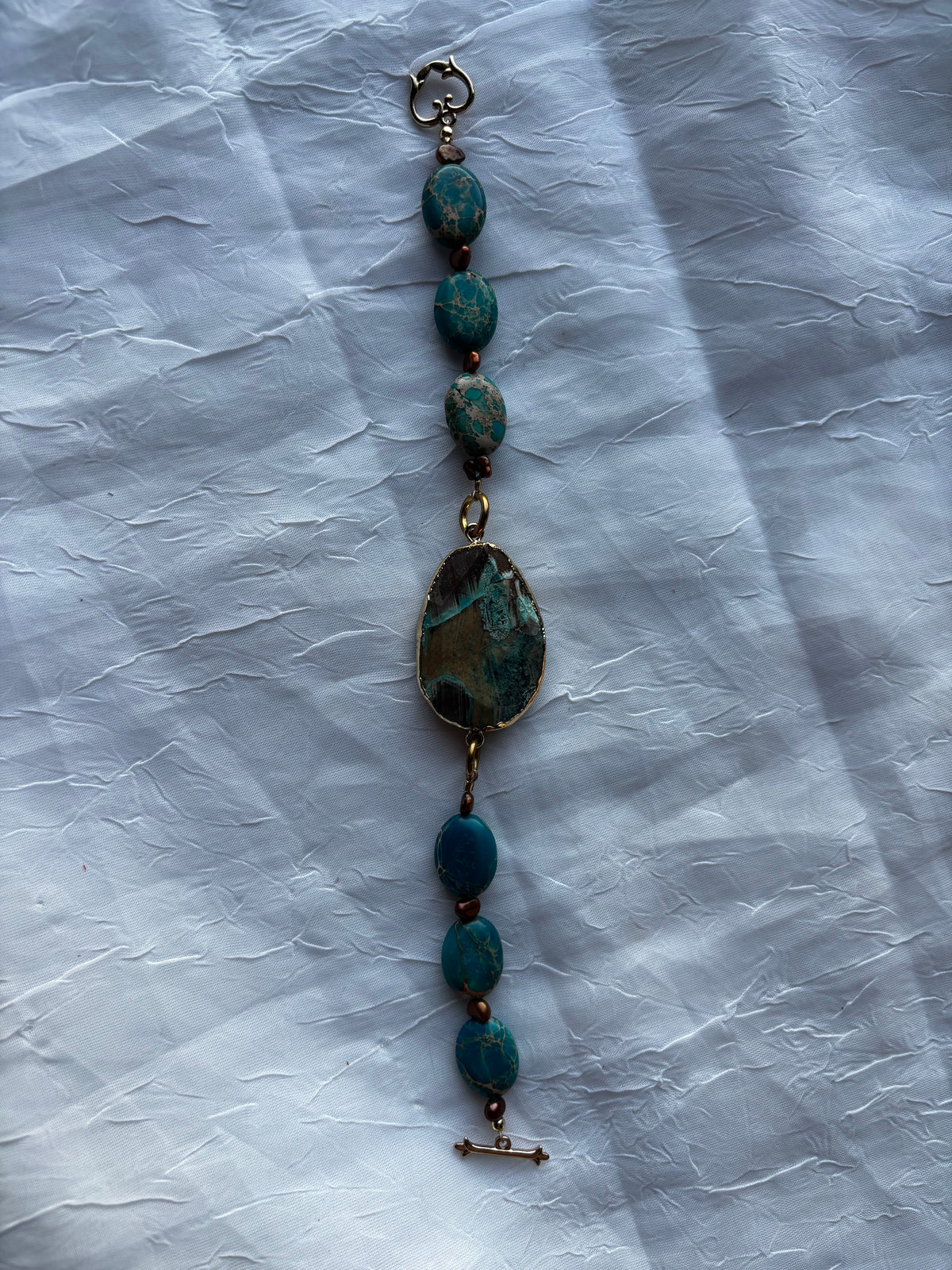 Earth’s Canvas | Handmade Blue-Green Stone Statement Bracelet