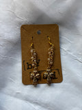 Handmade Gold Sunstone Cross Earrings