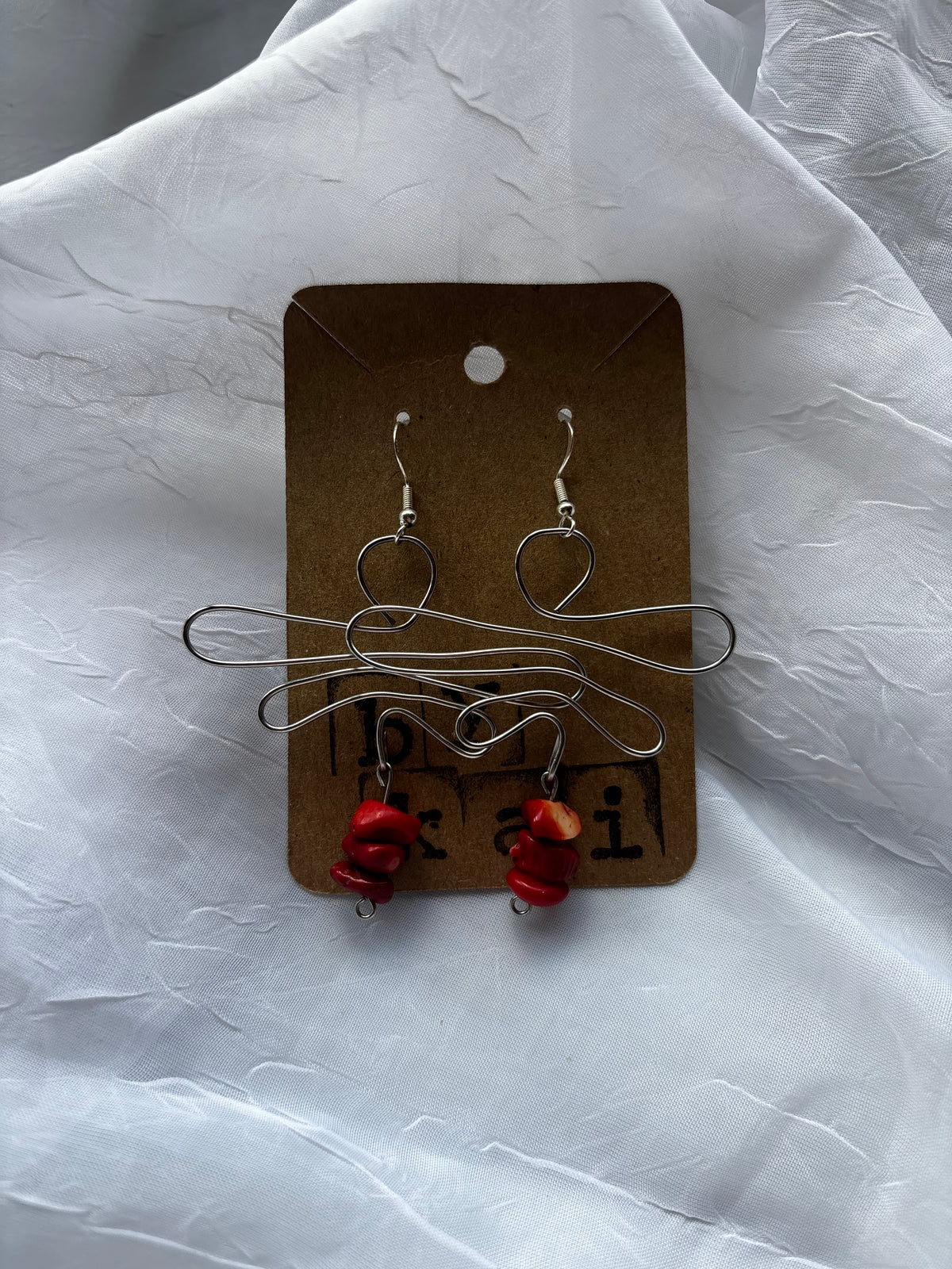 Handmade Silver Dragonfly Earrings With Red Bamboo Coral
