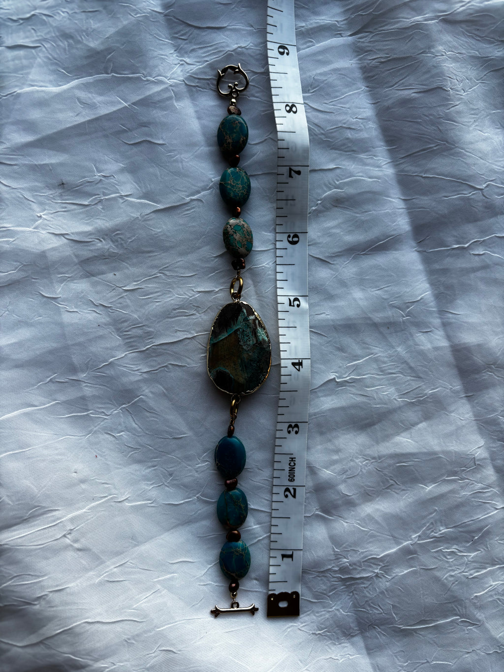 Earth’s Canvas | Handmade Blue-Green Stone Statement Bracelet