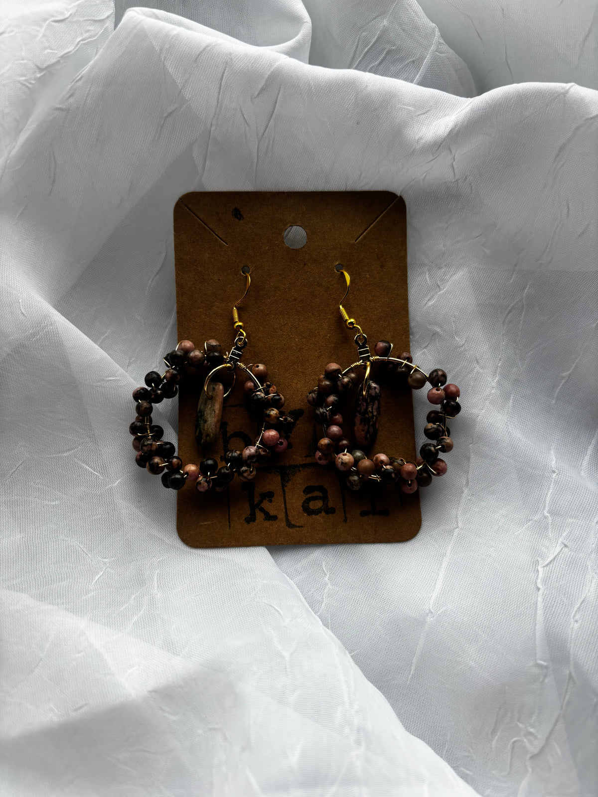 Handmade Rhodonite Statement Earrings
