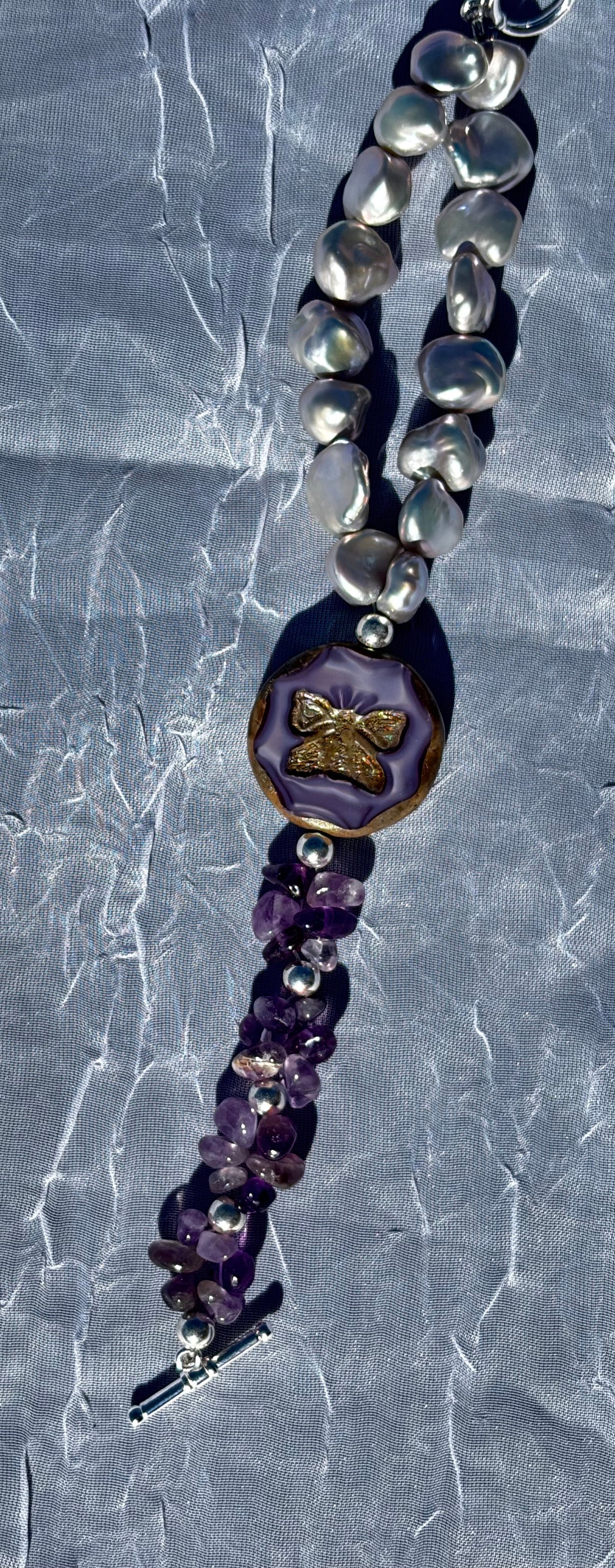 Violet Reverie | Handmade Amethyst & Pearl Bracelet