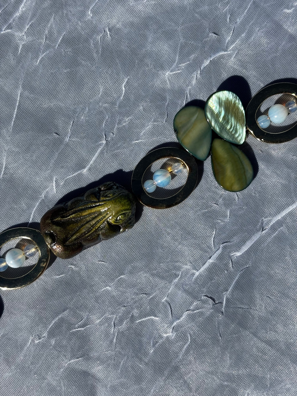 Enchanted Forest | Handmade Shell And Opalite Statement Bracelet