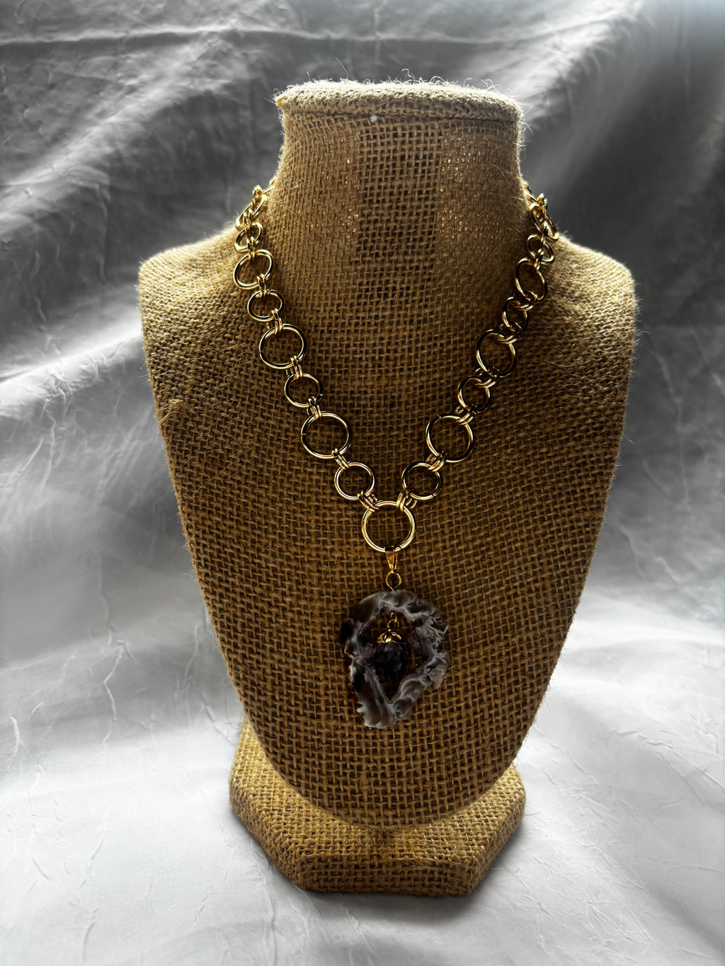 Handmade Geode & Amethyst Necklace
