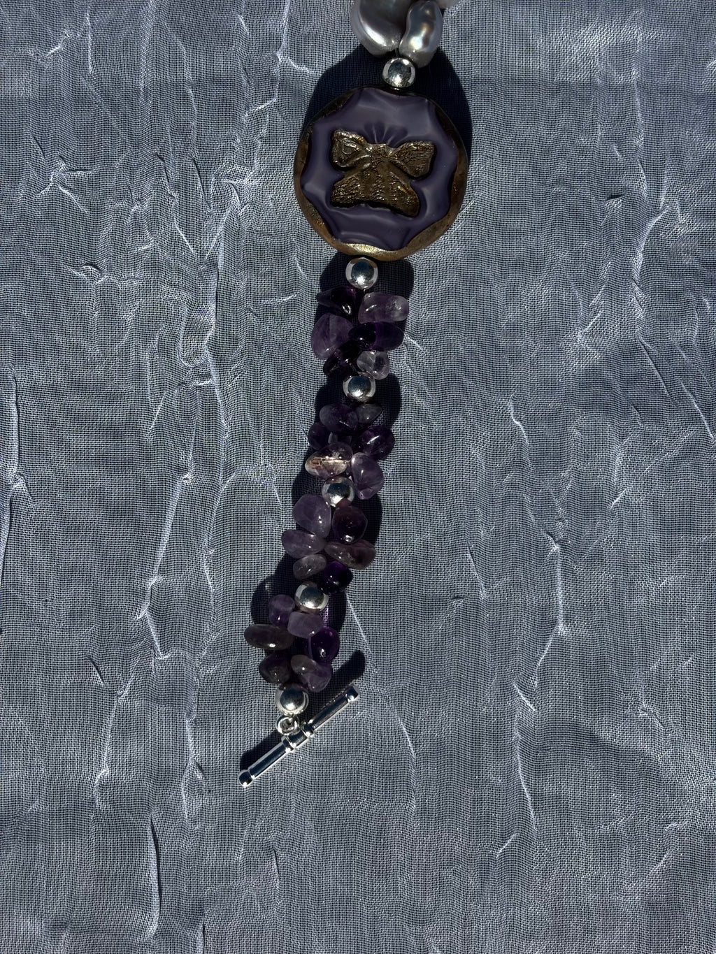 Violet Reverie | Handmade Amethyst & Pearl Bracelet