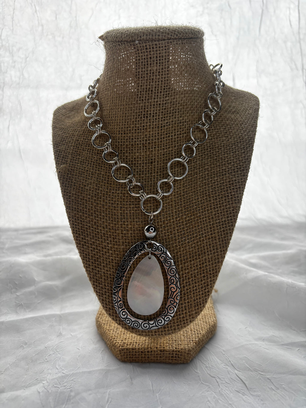 Handmade Mother Of Pearl Statement Necklace