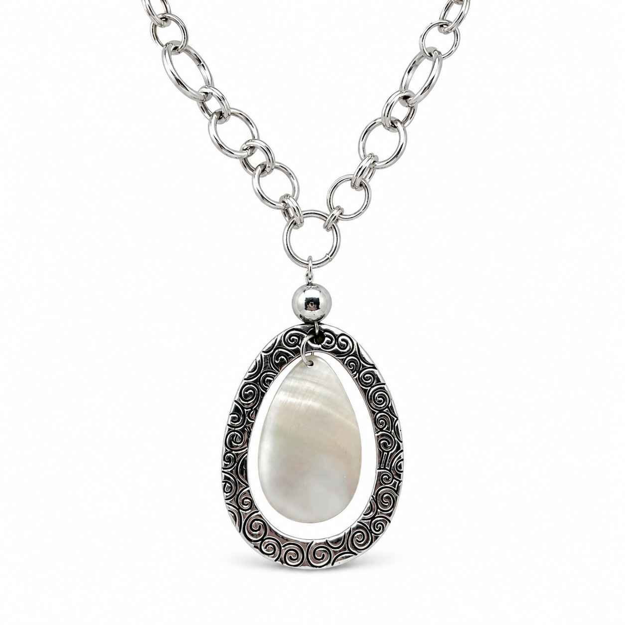Handmade Mother Of Pearl Statement Necklace