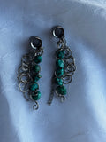 Handmade gauges dangles - silver & turquoise