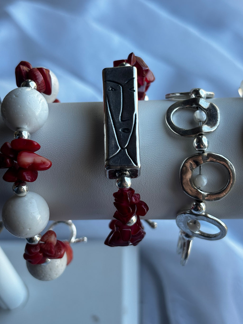 Picasso style red cats eye bracelet