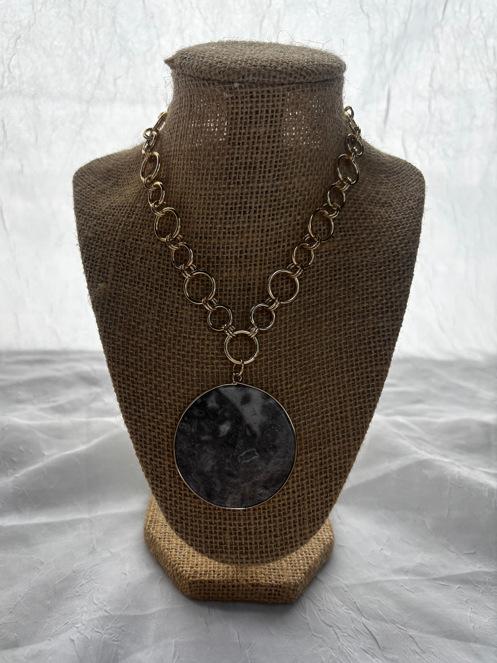 Moon Shaped Stone Pendant Handmade Necklace