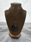 Moon Shaped Stone Pendant Handmade Necklace