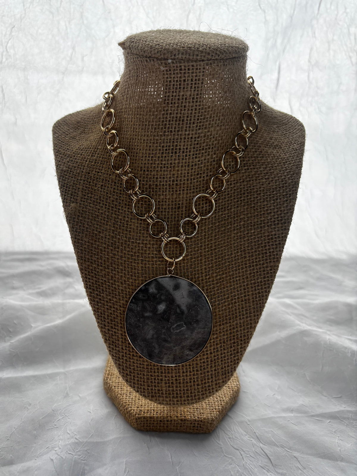 Moon Shaped Stone Pendant Handmade Necklace