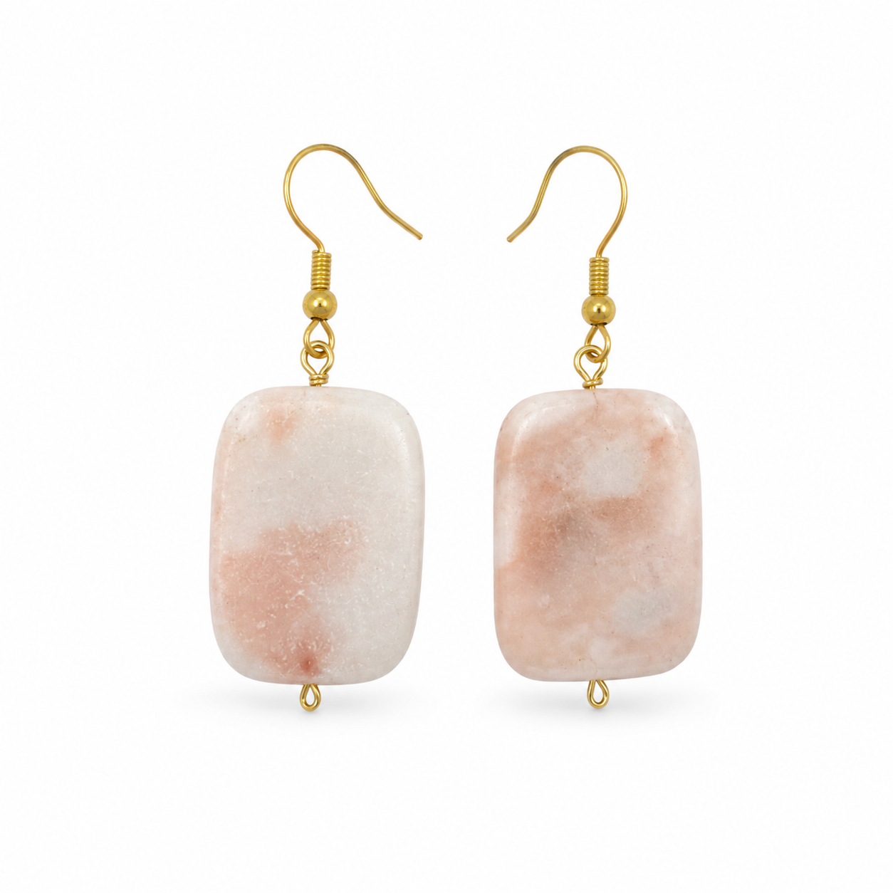 Pink And White Stone Earrings
