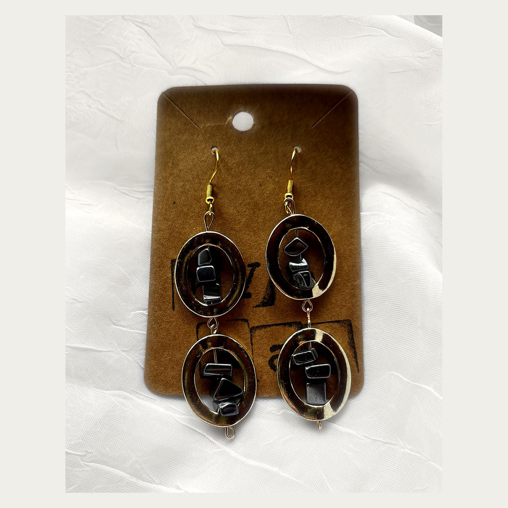 Handmade Gold Toned Hematite Earrings