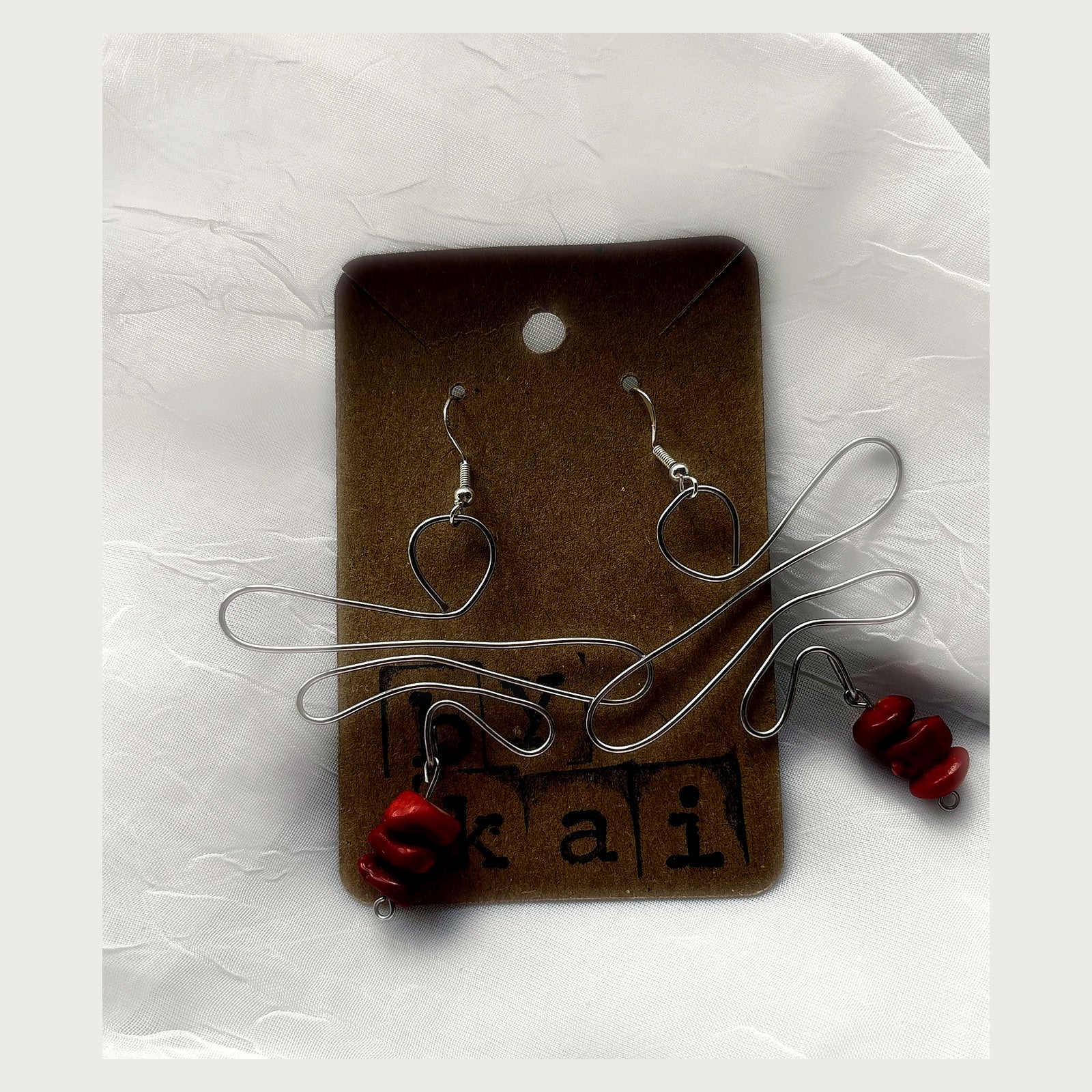 Handmade Silver Dragonfly Earrings With Red Bamboo Coral