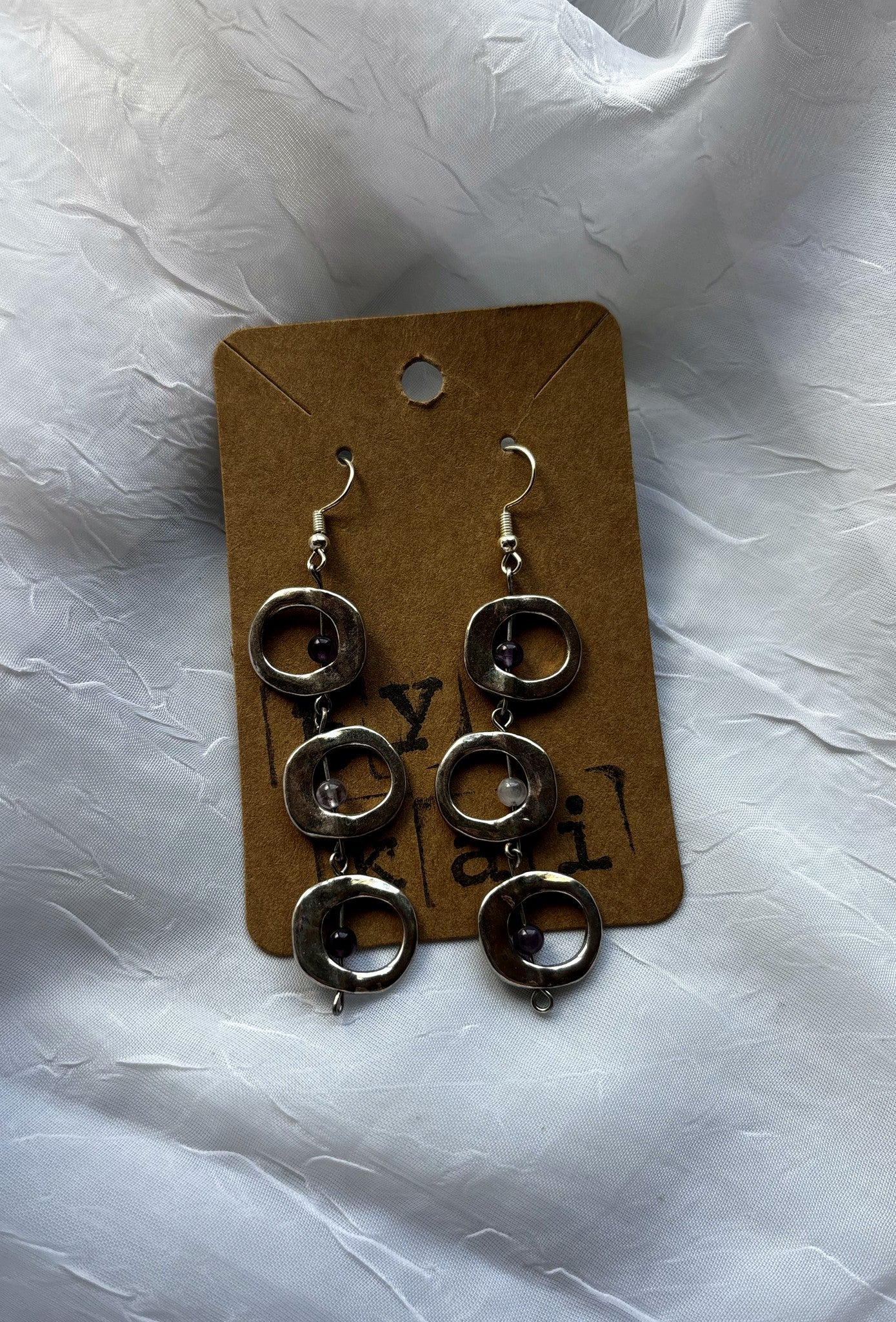 Handmade Abstract Amethyst Statement Earrings